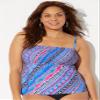 Swimsuits For All Women's Smocked Bandeau Tankini Top - 22, Black (Plus view 3