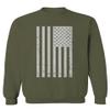 0093. Vintage White American Flag United States America USA Military Patriotic Style Men's Crewneck Sweatshirt (Olive, X-Large) view 1