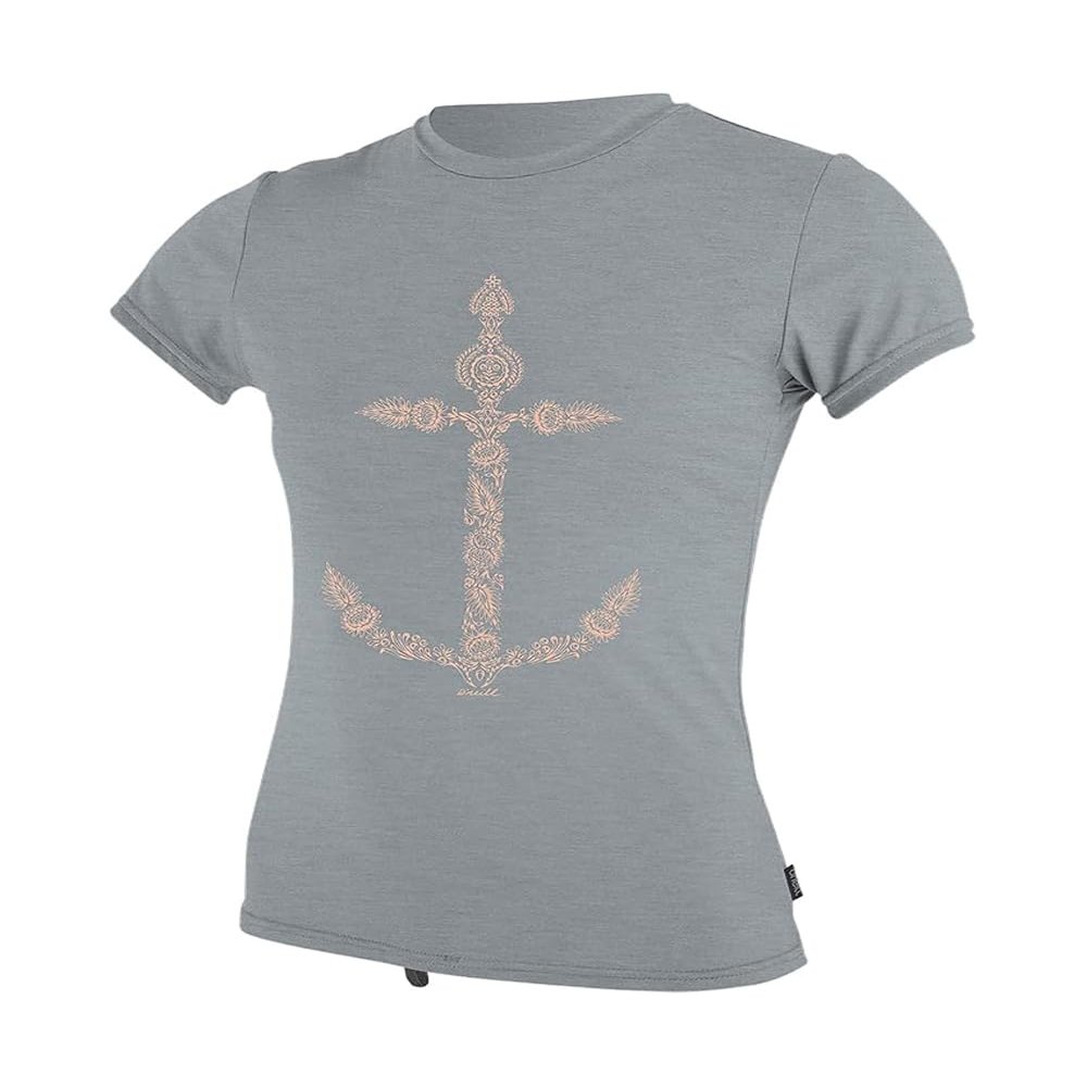 O'Neill Girl's Hybrid UPF 50+ Short Sleeve Sun Shirt, Cool Grey, 4
