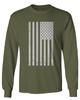 0093. Vintage White American Flag United States America USA Military Patriotic Style Men's Long Sleeve t Shirt (Olive, Small) view 1