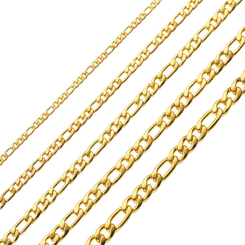 Gold Chain for Men & Women 8.5MM Stainless Steel Figaro Necklace 36 Inches 18K Real Gold Plated