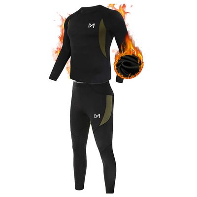 MEETYOO Thermal Underwear for Men, Winter Gear Long Johns Base Layer Top and Bottom Set for Skiing Running