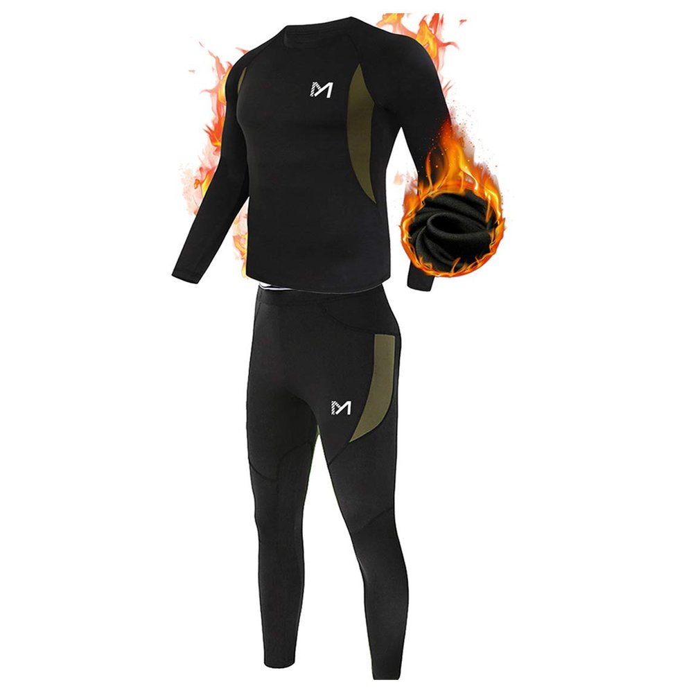MEETYOO Thermal Underwear for Men, Winter Gear Long Johns Base Layer Top and Bottom Set for Skiing Running