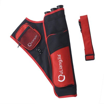 MILAEM Archery 3 Tube Arrow Quiver Belt Waist Hanged Target Quiver Archery Arrow Hip Quiver Arrow Holder Carry Bag Waist Bag Pouch for Hunting Shooting (Red)