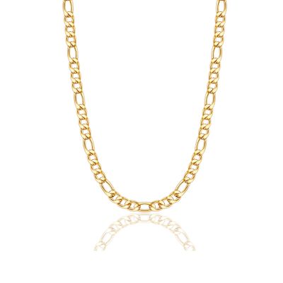 18K Real Gold Gold Chain Necklace for Men & Women 7.5MM Stainless Steel Figaro Chains 32 Inches