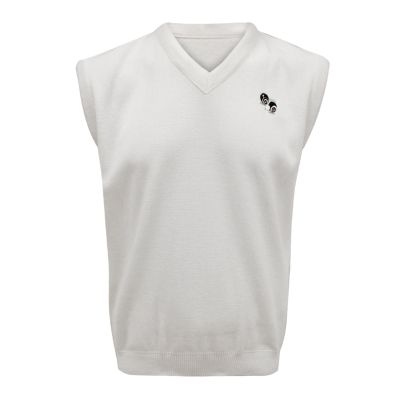 Mens White Lawn Bowl Bowling Sleeveless V Neck Knitted Jumper Top Adults Sweater White 4X-Large