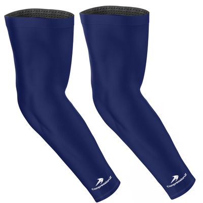 CompressionZ Compression Arm Sleeves for Men & Women| Cooling UV Sun Protection Elbow Pain Relief for All Sports and Recovery Navy: Pair X-Large
