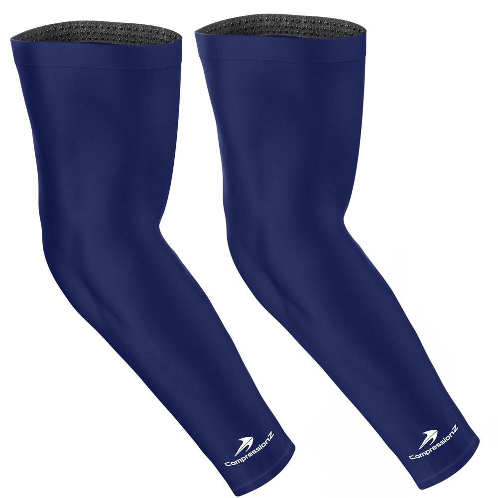 CompressionZ Compression Arm Sleeves for Men & Women| Cooling UV Sun Protection Elbow Pain Relief for All Sports and Recovery Navy: Pair X-Large