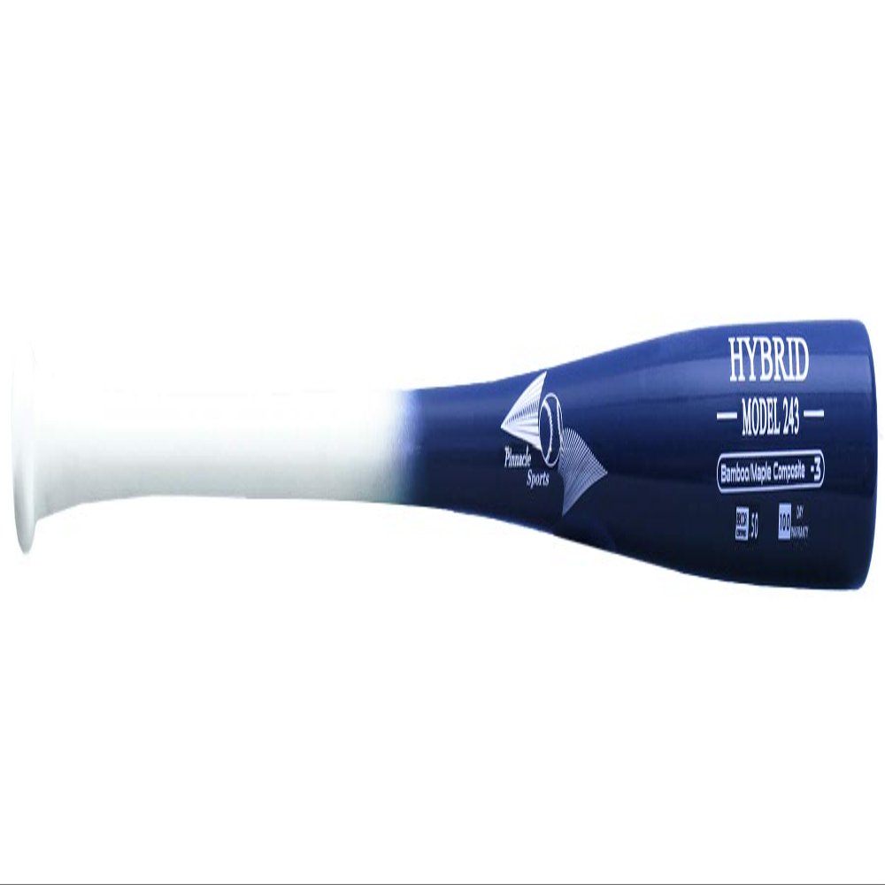 BAMBOOBAT by Pinnacle Sports Equipment INC. Adult Maple/Bamboo Hybrid Baseball Bat, White Handle/Navy Barrel 243 End Loaded, 34"