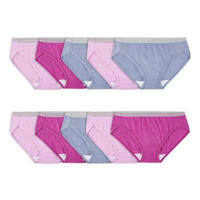 Fruit of The Loom Womens Eversoft Cotton Brief Underwear, Tag Free & Breathable, Available in Plus Size, Hi Cut - Cotton Blend - 10 Pack - Colors May Vary, 8 US