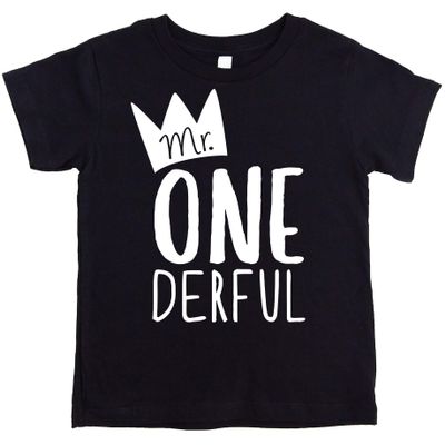 Boys 1st Birthday Outfit Mr One-Derful Tee Shirt for Boys 1st Birthday Shirt Short Sleeve Black Top
