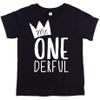 Boys 1st Birthday Outfit Mr One-Derful Tee Shirt for Boys 1st Birthday Shirt Short Sleeve Black Top view 1