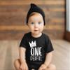 Boys 1st Birthday Outfit Mr One-Derful Tee Shirt for Boys 1st Birthday Shirt Short Sleeve Black Top view 3