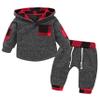 2T Boys Clothes Toddler Boy Cute Outfit Long Sleeve Hoodie Outfit Plaid Sweatshirt Pants Set Little Boy Clothes 2T 3T Red view 1