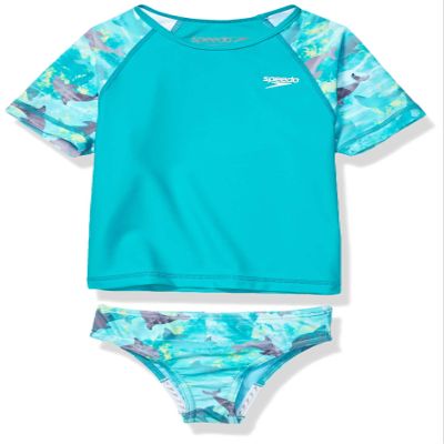 Speedo Girl's Uv Swim Shirt Short Sleeve Rashguard Set - Manufacturer Discontinued