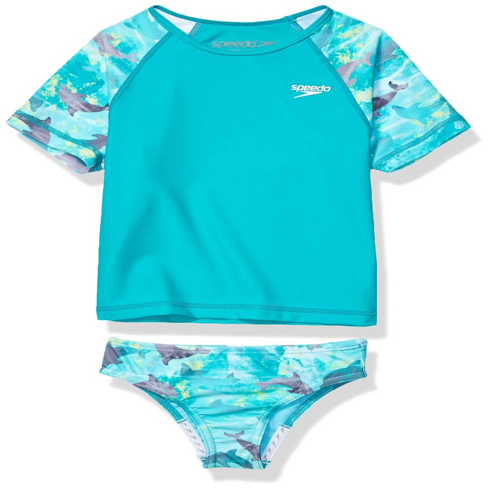 Speedo Girl's Uv Swim Shirt Short Sleeve Rashguard Set - Manufacturer Discontinued