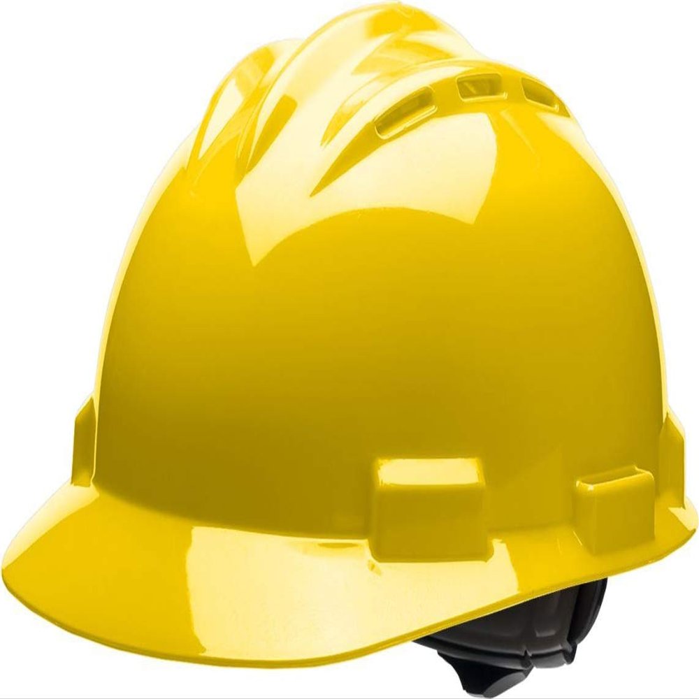 Bullard Standard Vented Low Profile Slotted Hard Hat with 4 Pt Ratchet Suspension, Yellow