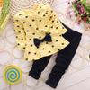 0-3 Years Kids Baby Girls Clothes Cute Heart-Shaped Print Bow Tops Tee Shirt +Pants Leggings 2Pcs Outfits Set view 2