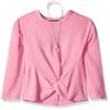 Amy Byer Big Girl's Twist Front Long Sleeve Knit Shirt with Necklace Shirt, Begonia, S view 1