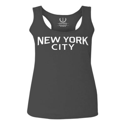 0102. Cool Vintage Retro Graphic New York City NYC Lenon NY Women's Tank Top Racerback (Characol, Large) Charcoal
