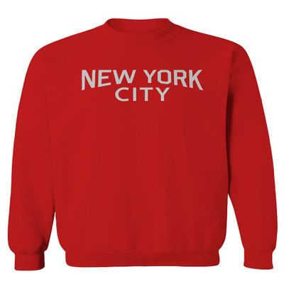 0102. Cool Vintage Retro Graphic New York City NYC Lenon NY Men's Crewneck Sweatshirt (Red, Small)