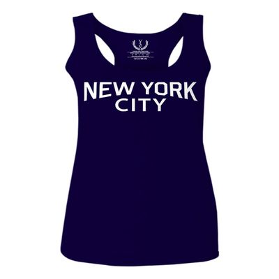 0102. Cool Vintage Retro Graphic New York City NYC Lenon NY Women's Tank Top Racerback (Navy Blue, Large)
