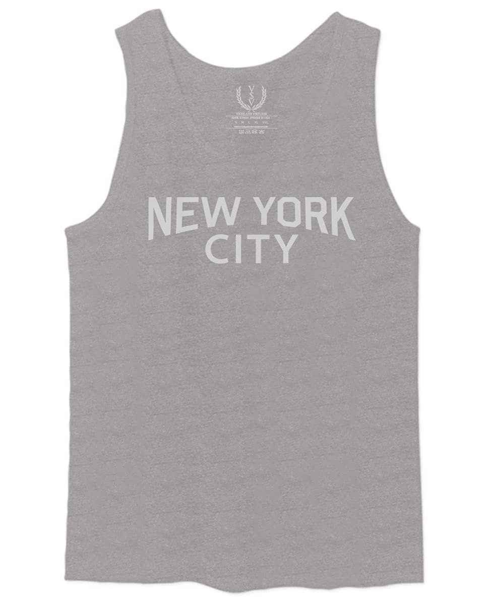0102. Cool Vintage Retro Graphic New York City NYC Lenon NY Men's Tank Top (Light Gray Medium)