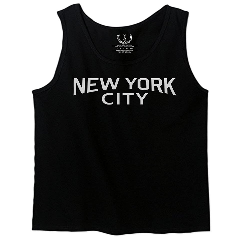 0102. Cool Vintage Retro Graphic New York City NYC Lenon NY Men's Tank Top (Black, X-Large)