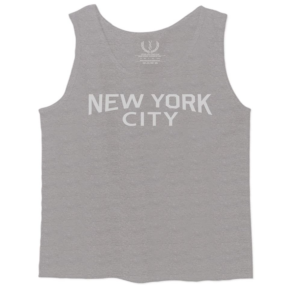 0102. Cool Vintage Retro Graphic New York City NYC Lenon NY Men's Tank Top (Light Gray X-Large)