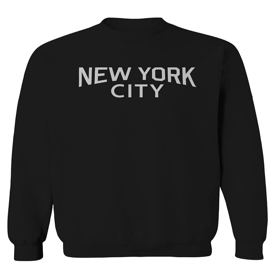 0102. Cool Vintage Retro Graphic New York City NYC Lenon NY Men's Crewneck Sweatshirt (Black X-Large)