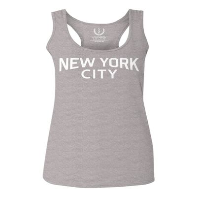 0102. Cool Vintage Retro Graphic New York City NYC Lenon NY Women's Tank Top Racerback (Light Gray Large)