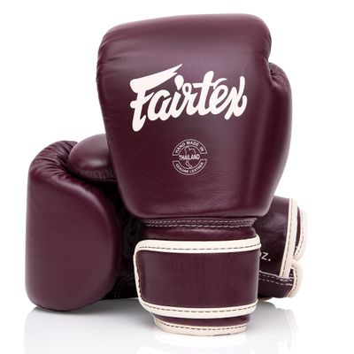 Fairtex BGV16 Leather Muay Thai Boxing Gloves (Maroon, 12 oz)