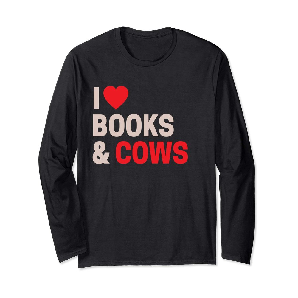 Cute Funny I Love Books & Cows Long Sleeve T-Shirt