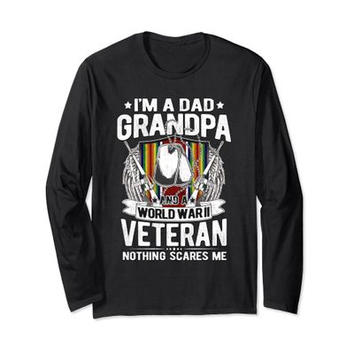 A Dad Grandpa WW2 Veteran World War 2 Army Grandfather Gift Long Sleeve T-Shirt