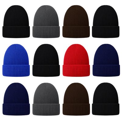 12 Pack Winter Beanie Hats for Men Women, Warm Cozy Knitted Cuffed Skull Cap, Wholesale