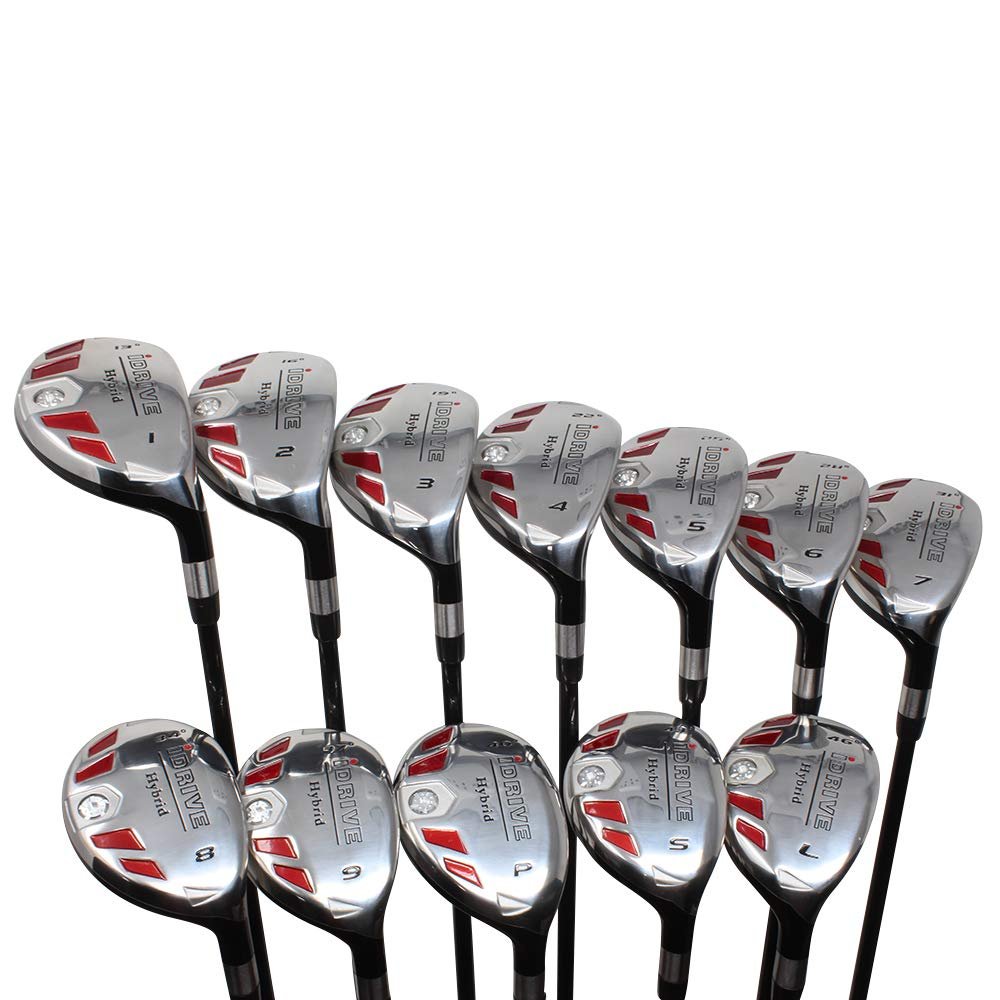 Senior Women's Golf Clubs All Ladies iDrive Hybrid Set Includes: #1, 2, 3, 4, 5, 6, 7, 8, 9, PW, SW, LW. Lady L Flex Right Handed Utility Clubs with Premium Ladies Arthritic Grip. 60+ Years Old