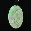 2.2" China Certified Grade A Nature Hisui Jadeite Jade Fortune Pixiu and Lotus Fine Carvd Necklace Pendants view 2