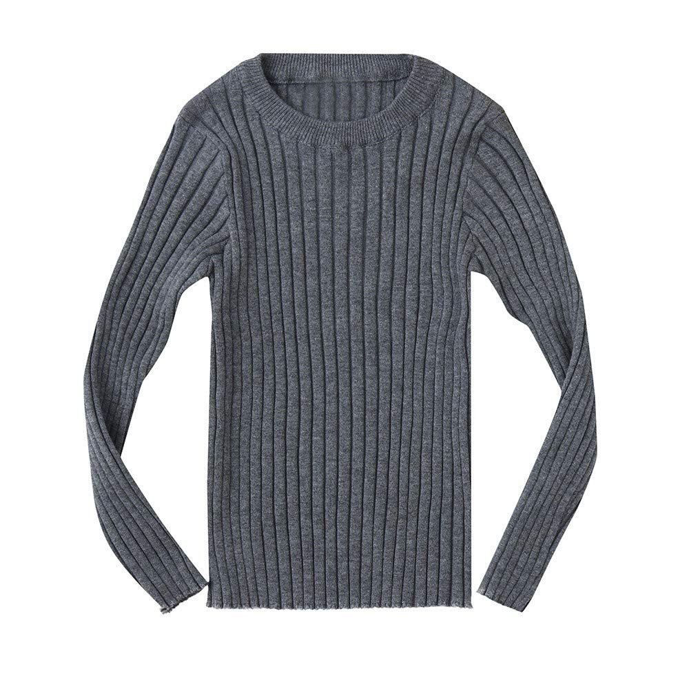 Baby Toddler Girls Boys Knitted Sweater Winter Fall Clothes Tops 1-5 Years Old,Kids Ribbed Warm Pullover Coat (6-12 Months, Gray)