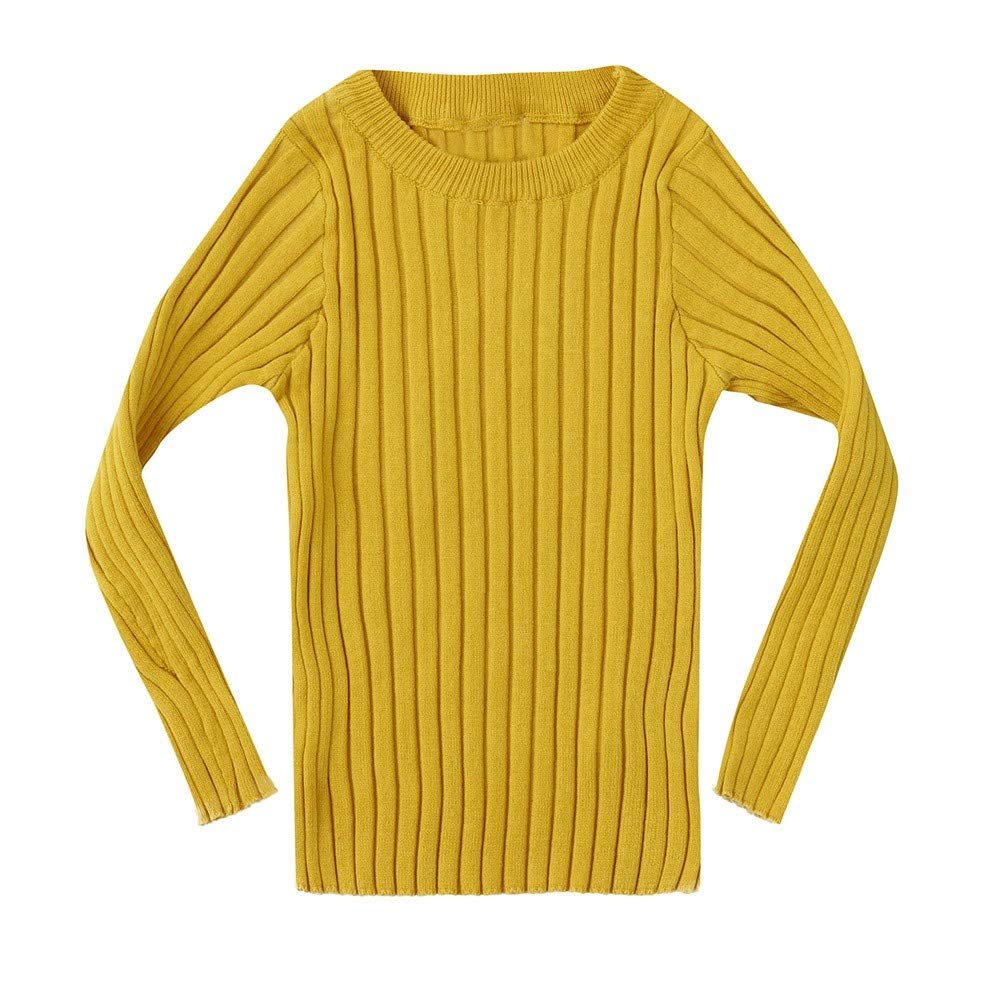 Baby Toddler Girls Boys Knitted Sweater Winter Fall Clothes Tops 1-5 Years Old,Kids Ribbed Warm Pullover Coat (12-18 Months, Yellow)