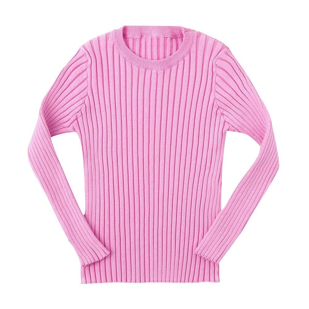 Baby Toddler Girls Boys Knitted Sweater Winter Fall Clothes Tops 1-5 Years Old,Kids Ribbed Warm Pullover Coat (6-12 Months, Pink)