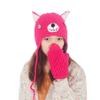 BIBITIME Knitted Animal Ears Wolf Hat and Gloves Women Cosplay Beanie Warm Cap (Rose, Head Circumference 24"-25") view 3