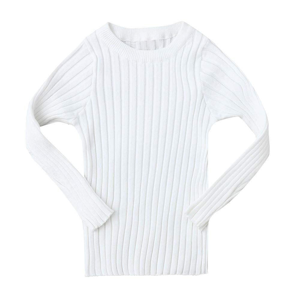 Baby Toddler Girls Boys Knitted Sweater Winter Fall Clothes Tops 1-5 Years Old,Kids Ribbed Warm Pullover Coat (6-12 Months, White)