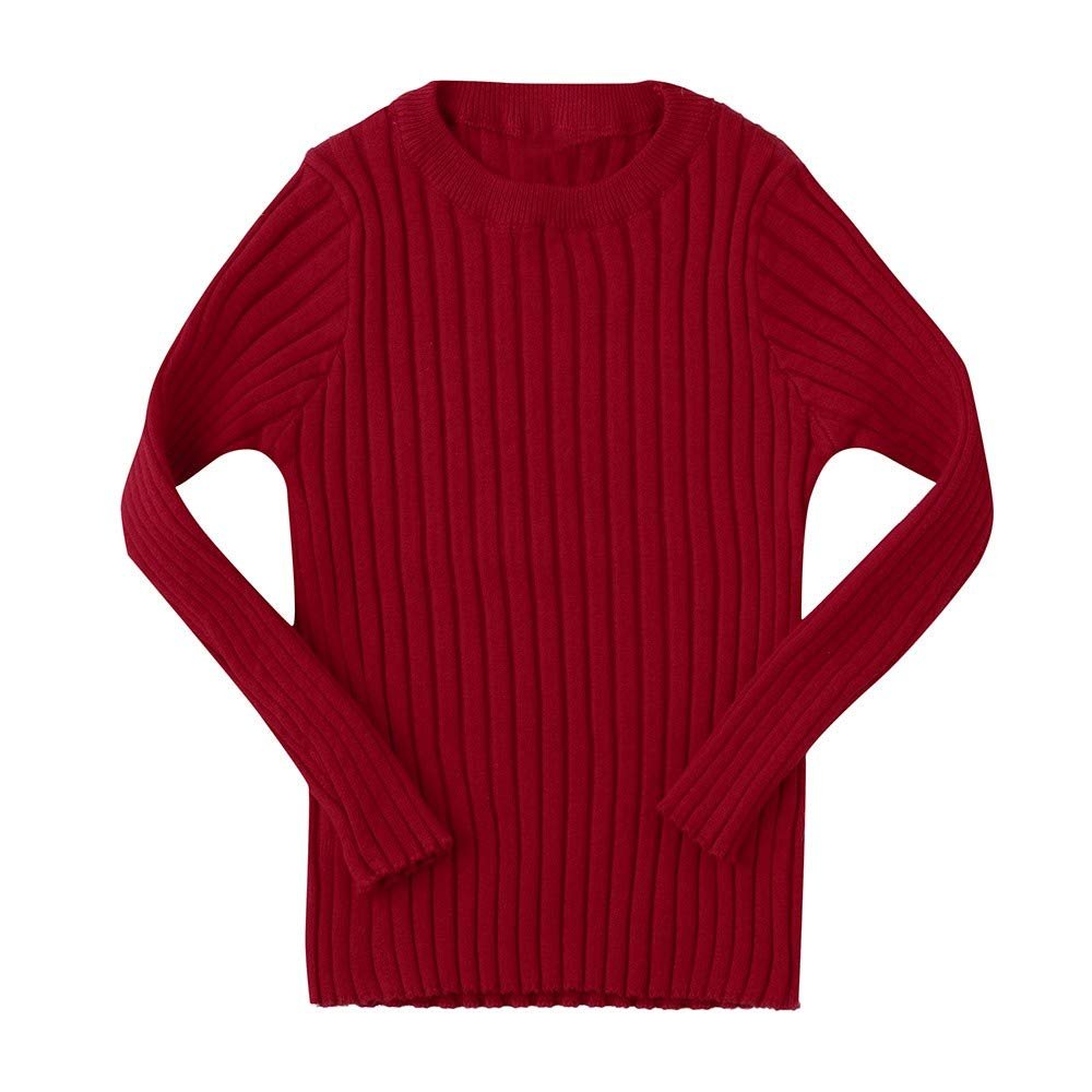 Baby Toddler Girls Boys Knitted Sweater Winter Fall Clothes Tops 1-5 Years Old,Kids Ribbed Warm Pullover Coat (12-18 Months, Red)