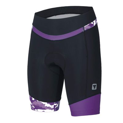 Womens Cycling Shorts with 3D Padded Camo Ride Bike Shorts with Reflective Elements(Purple,S)