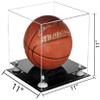 Better Display Cases Basketball Holder Clear Full Size Acrylic Display Case with White Risers ,Black Two Tiered Base ,Clear case 11" L x 11" W x 11" H (A001-WR) view 2
