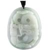 2.3" China Certified Grade A Nature Hisui Jadeite Jade Happy Life Dragon and Peanut Fine Carvd Necklace Pendants view 1