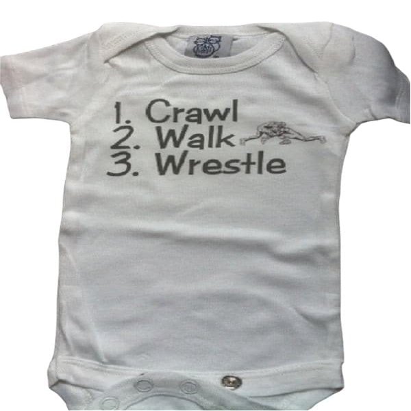crawl walk wrestle wrestling custom baby onesie infant one piece shower gift