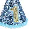 FEESHOW Baby Girls Mermaid Tail 1st Birthday Cone Hat Princess Crown Headband for Party Head wear Accessories Blue&Gold One Size view 4