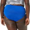 24th & Ocean Women's Plus Size High Waist Side Tie Hipster Bikini Swimsuit Bottom, Cobalt//Solid, 20W view 2