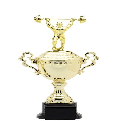 Express Medals Gold Weightlifter Trophy Cup with Engraved Personalized Plate